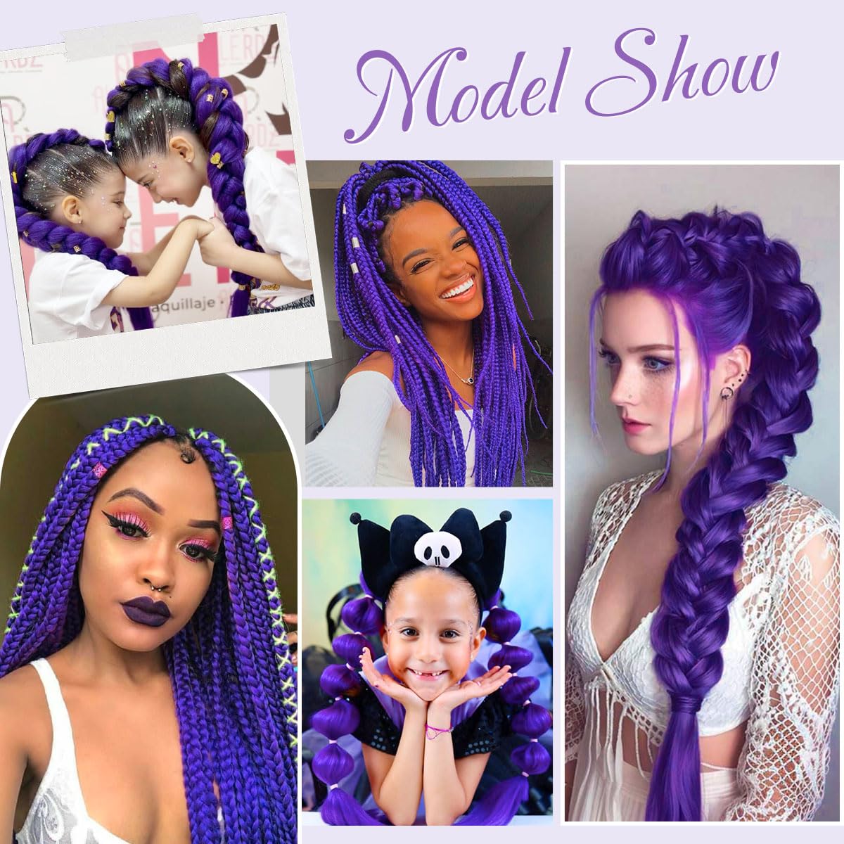 Siphis purple hair extensions offer bold color for cosplay or stage costumes.