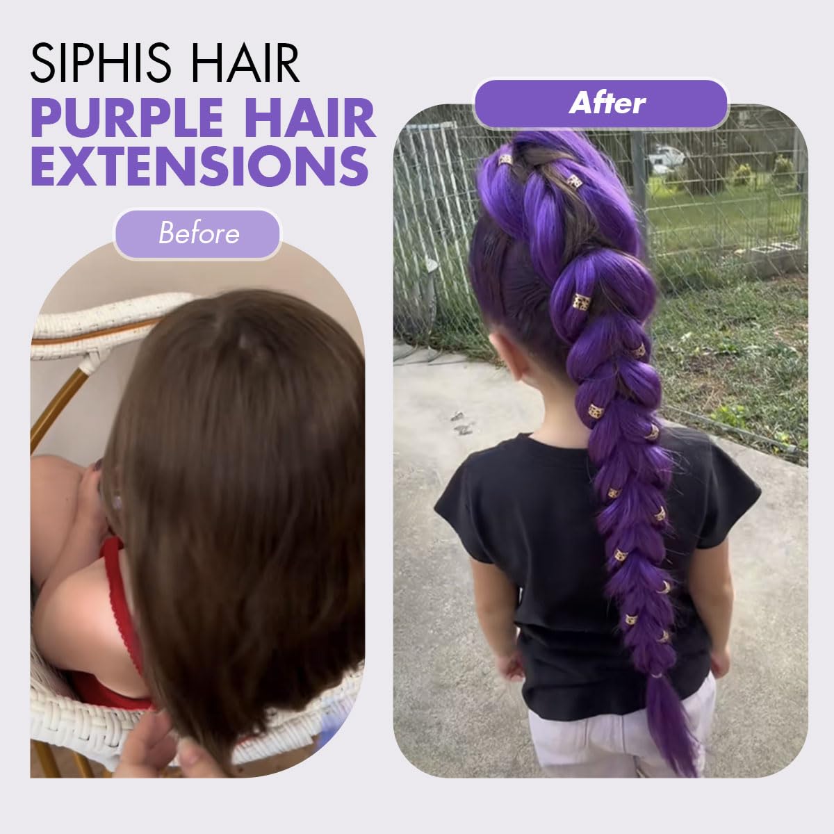 Siphis easy-maintenance purple braids ideal for parties and cosplay.