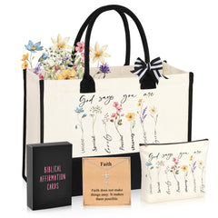 SiplyHaven God Says You Are tote bag displaying bold print for daily encouragement