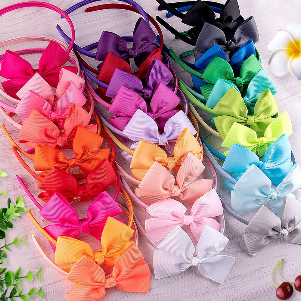 SiQUK paquete de 28 diademas lazo, colores variados