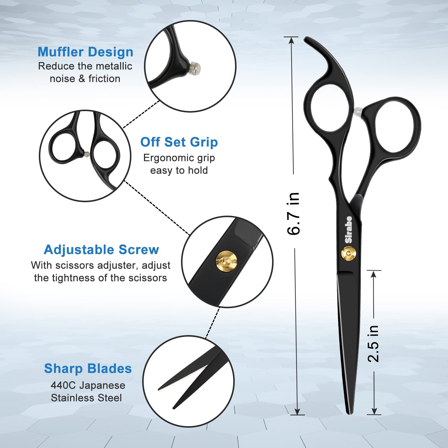 Sirabe thinning shears showing texture control for blended results.