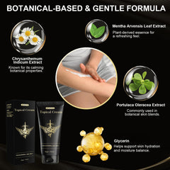 Aceite de emú y árnica presentes en la crema para cuidado externo.