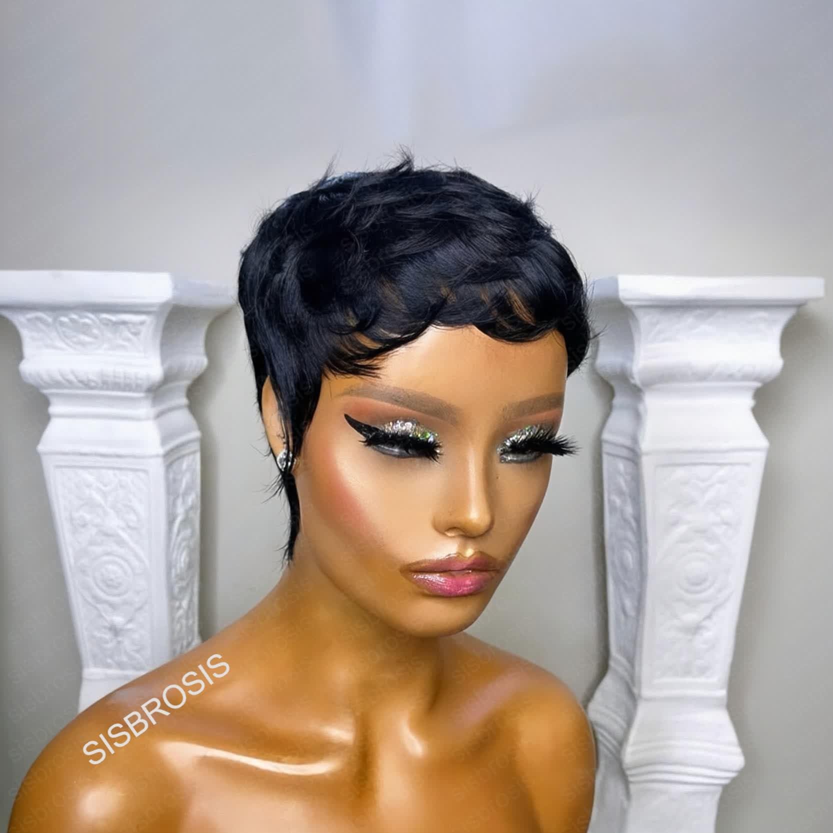 SisBroSis glueless cap layered texture for quick, secure styling.
