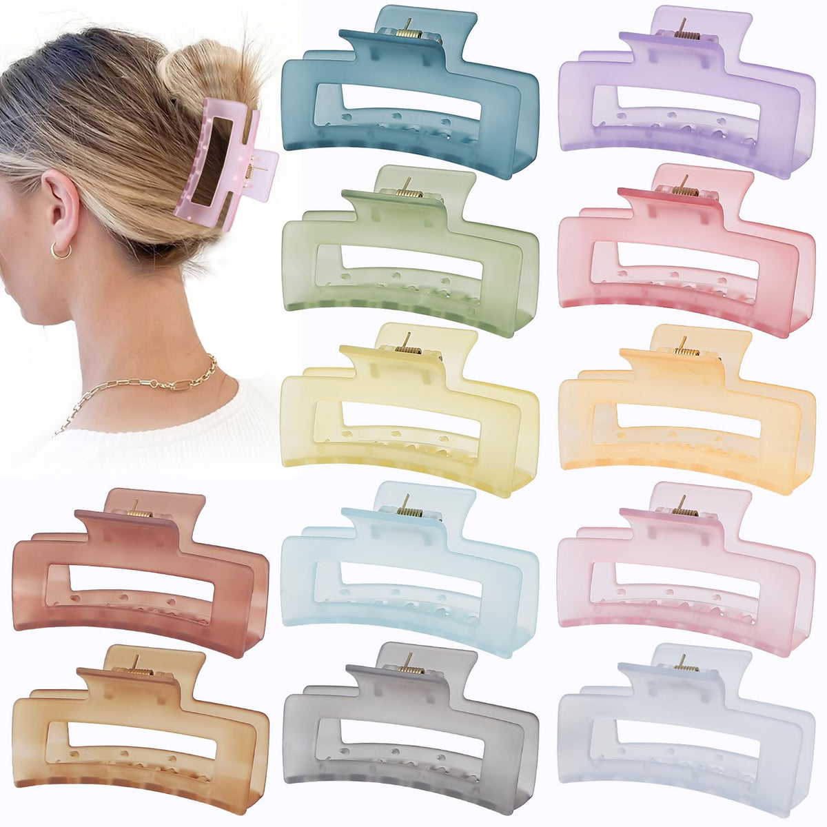 Clip Sisiaipu negro rectangular de 3,5 pulgadas con agarre antideslizante para cabello grueso