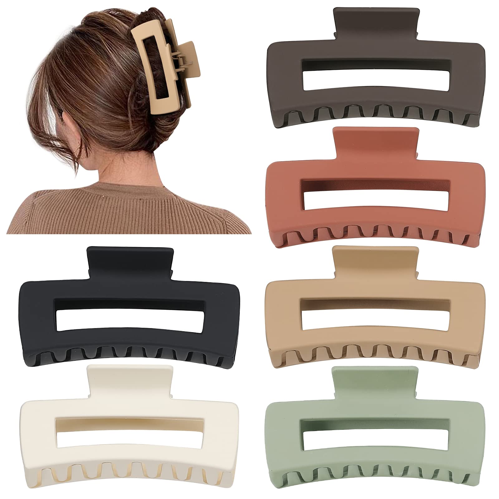 Sisiaipu clip de pelo cuadrado rectangular marrón, sujeción duradera para peinados diarios