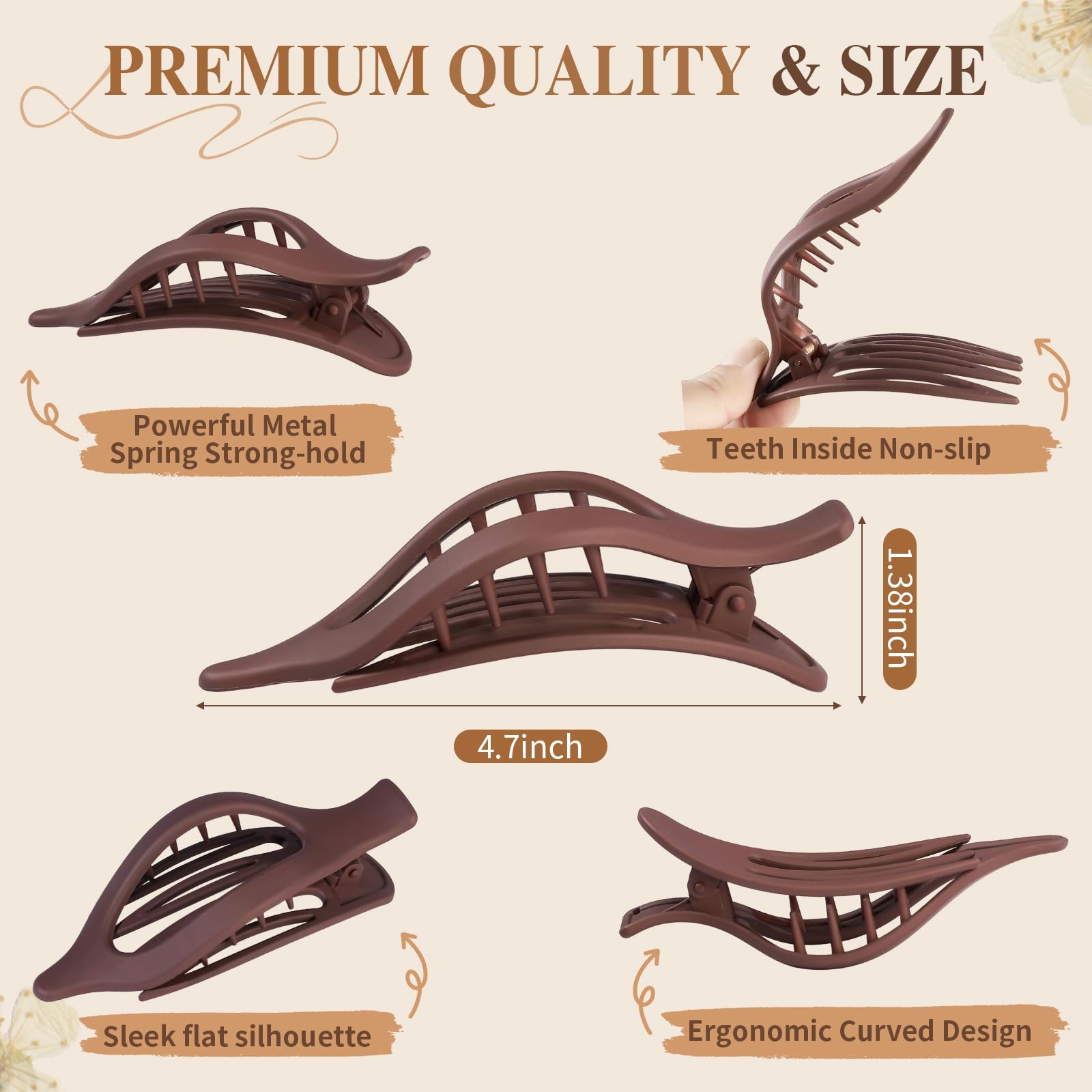 Sisiaipu flat hair clip in beige blends with light hair tones for subtle styling.