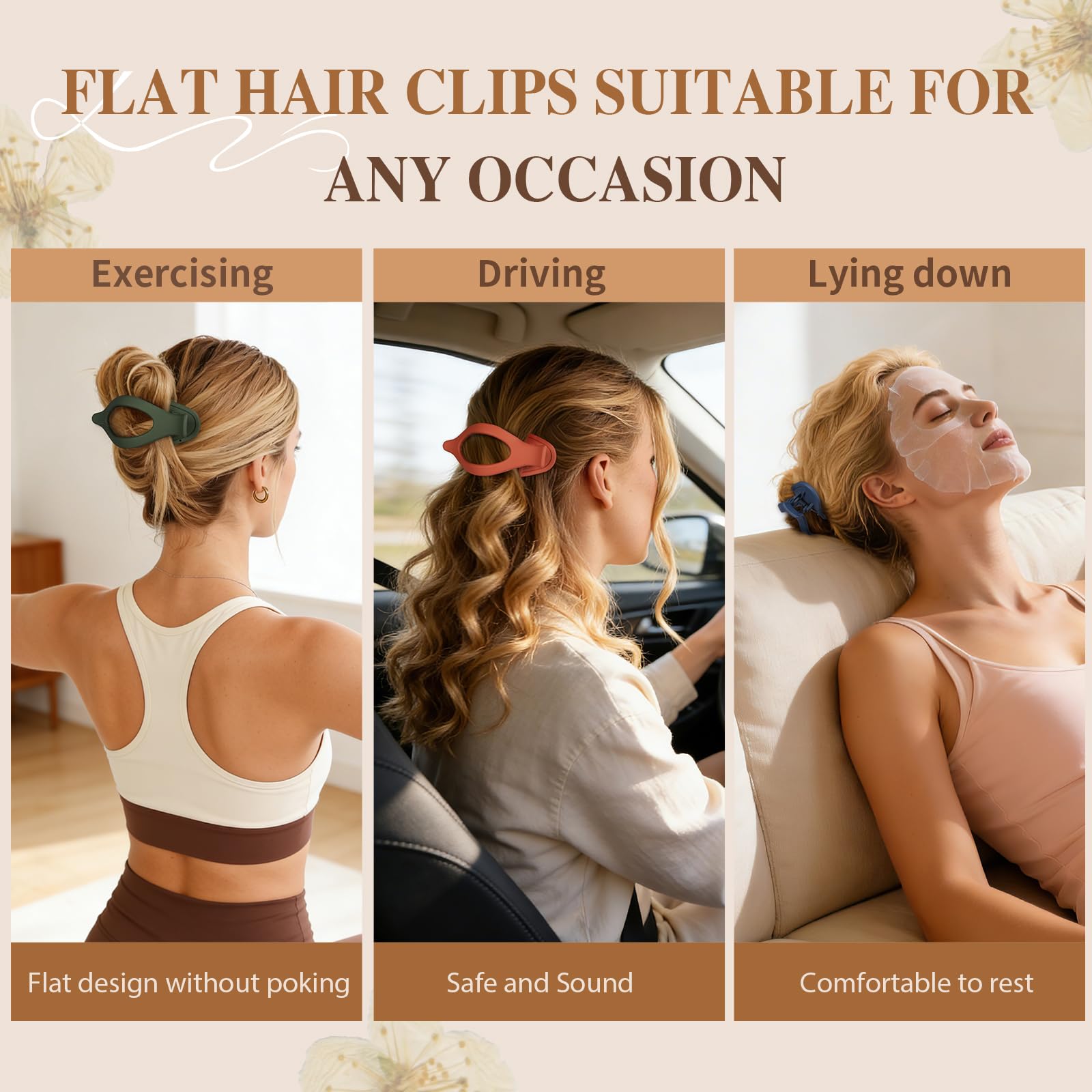 Sisiaipu flat hair clip closeup in brown pairs with warm neutrals.