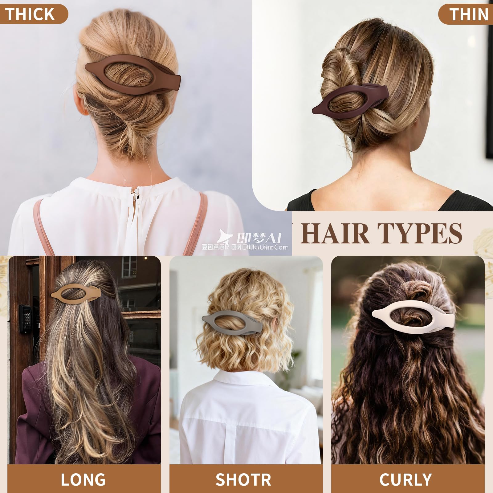 Sisiaipu flat hair clip in dark brown keeps hair in place during activities.