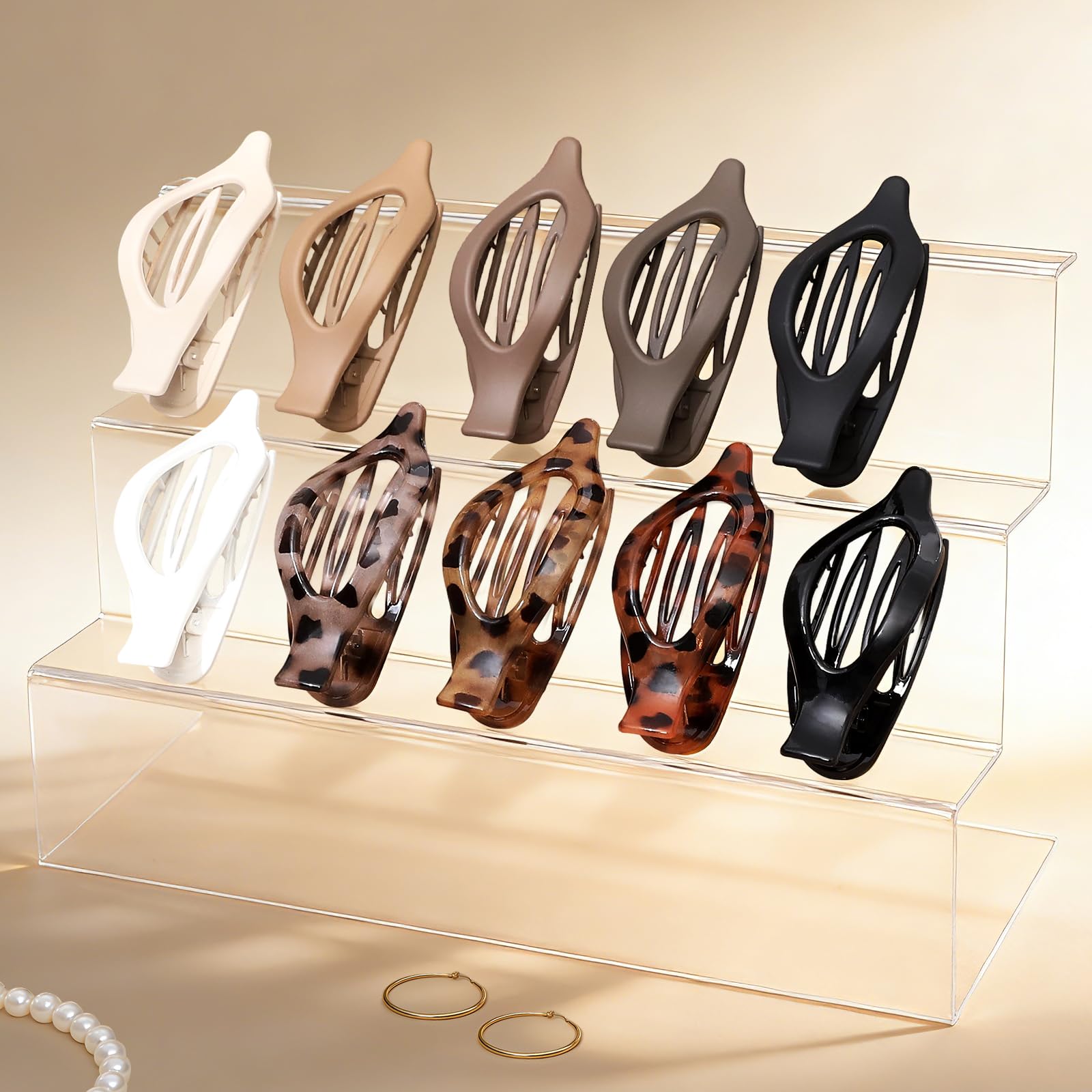 Sisiaipu dark brown flat hair clip secures thick or thin hair comfortably