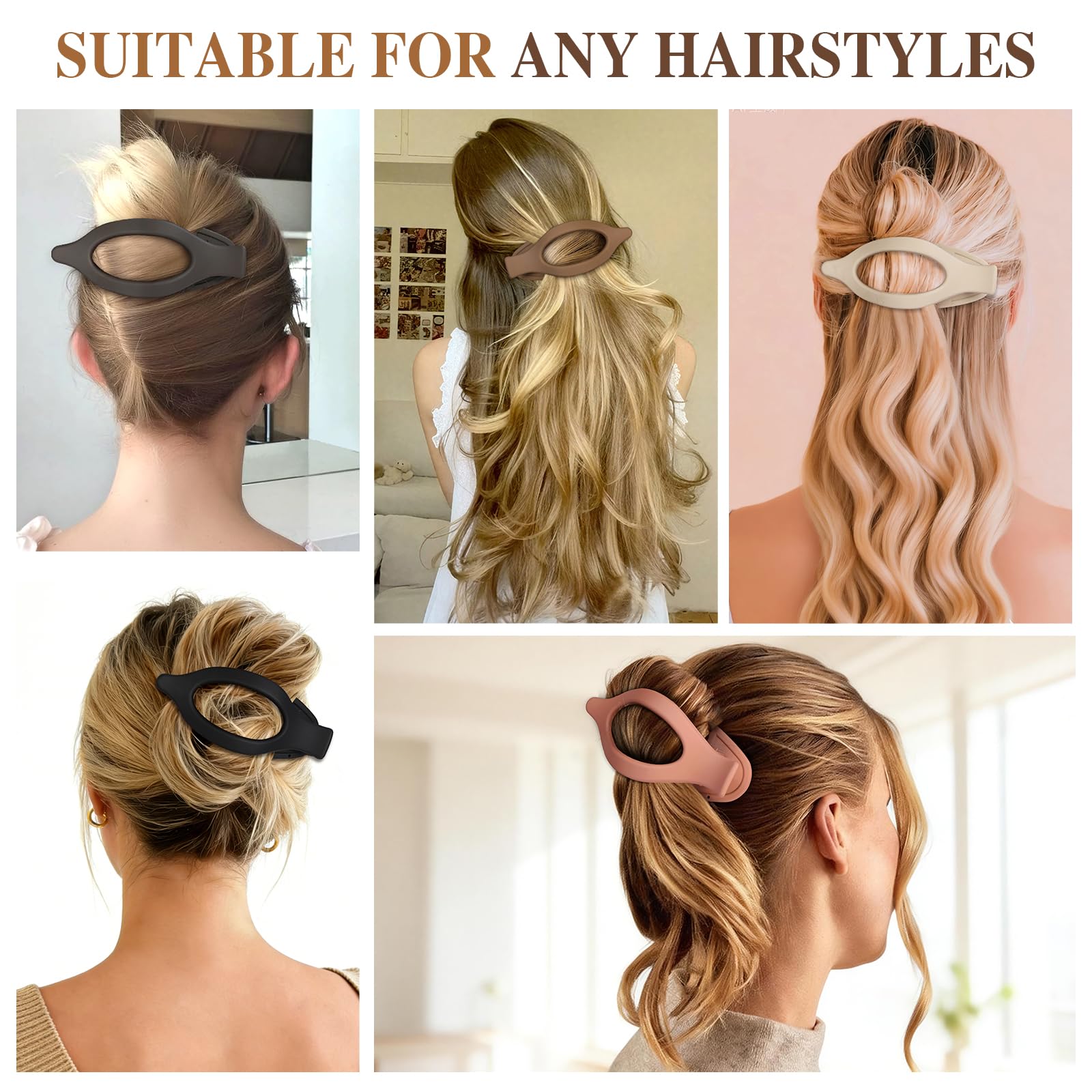 Sisiaipu flat hair clip in light brown matches natural tones for seamless look.