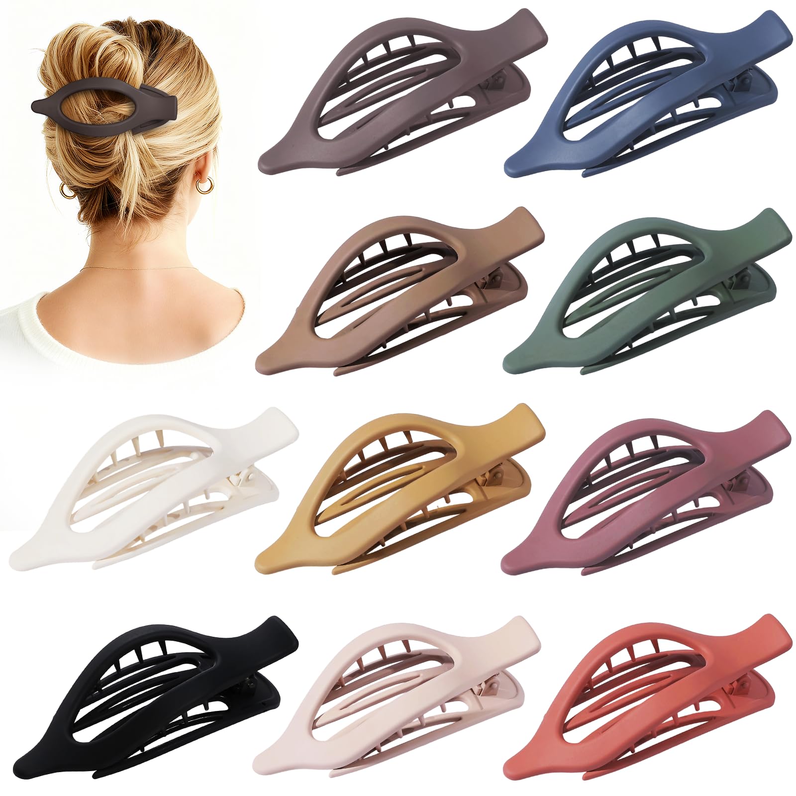Sisiaipu flat hair clip pack shows 10 colors for versatile styling options.