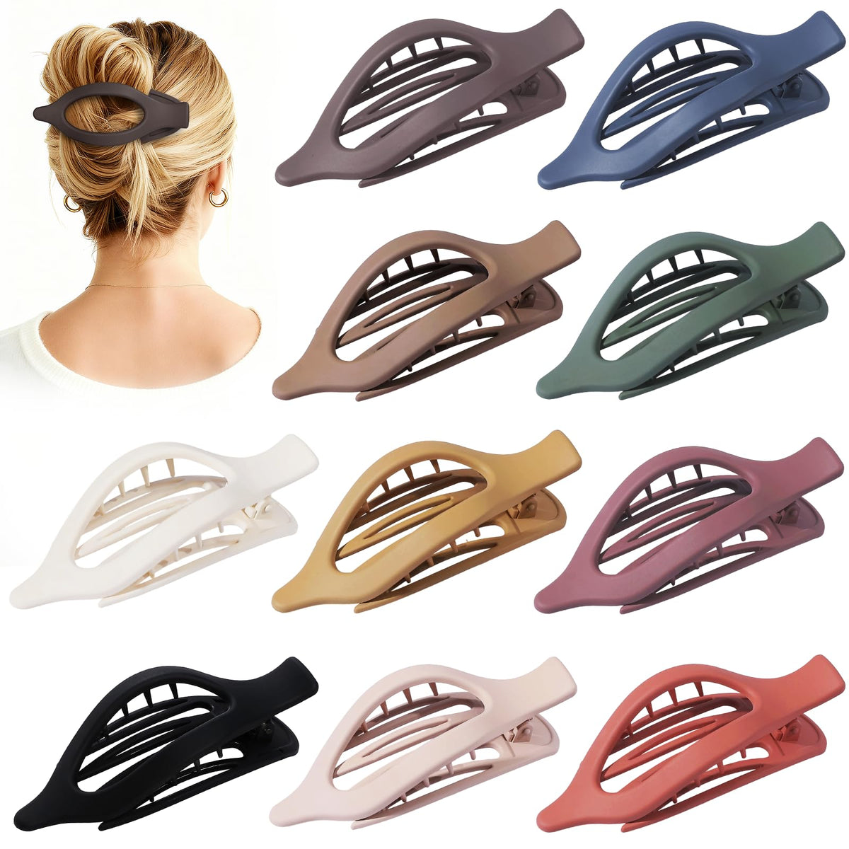 Sisiaipu flat hair clip pack shows 10 colors for versatile styling options.