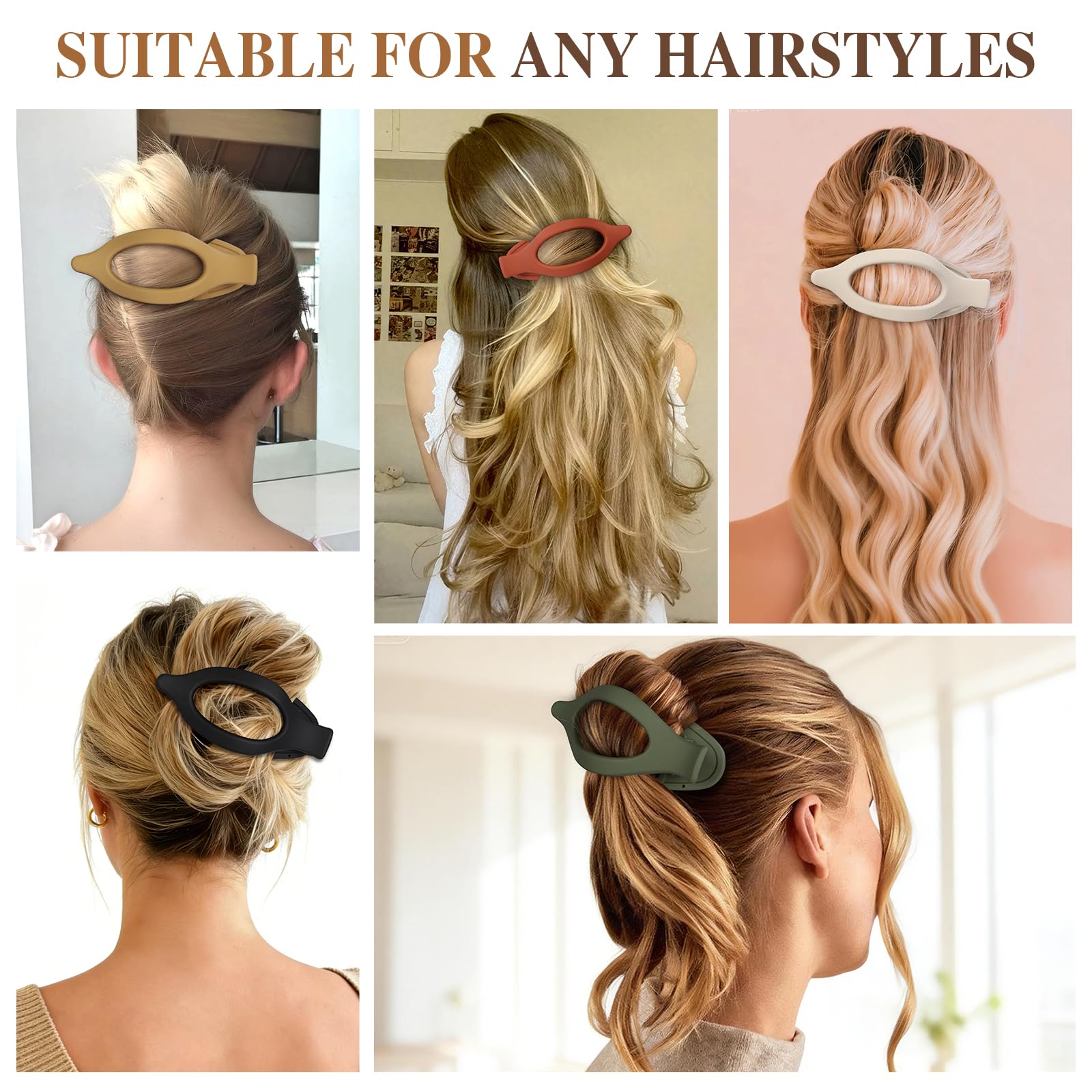 Sisiaipu flat hair clip worn in hair demonstrates secure, comfortable fit.