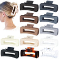 Sisiaipu Large Square Jumbo Hair Clips – 4.1 Inch Big Jaw Clips, 12-Pcs Bulk, Neutral