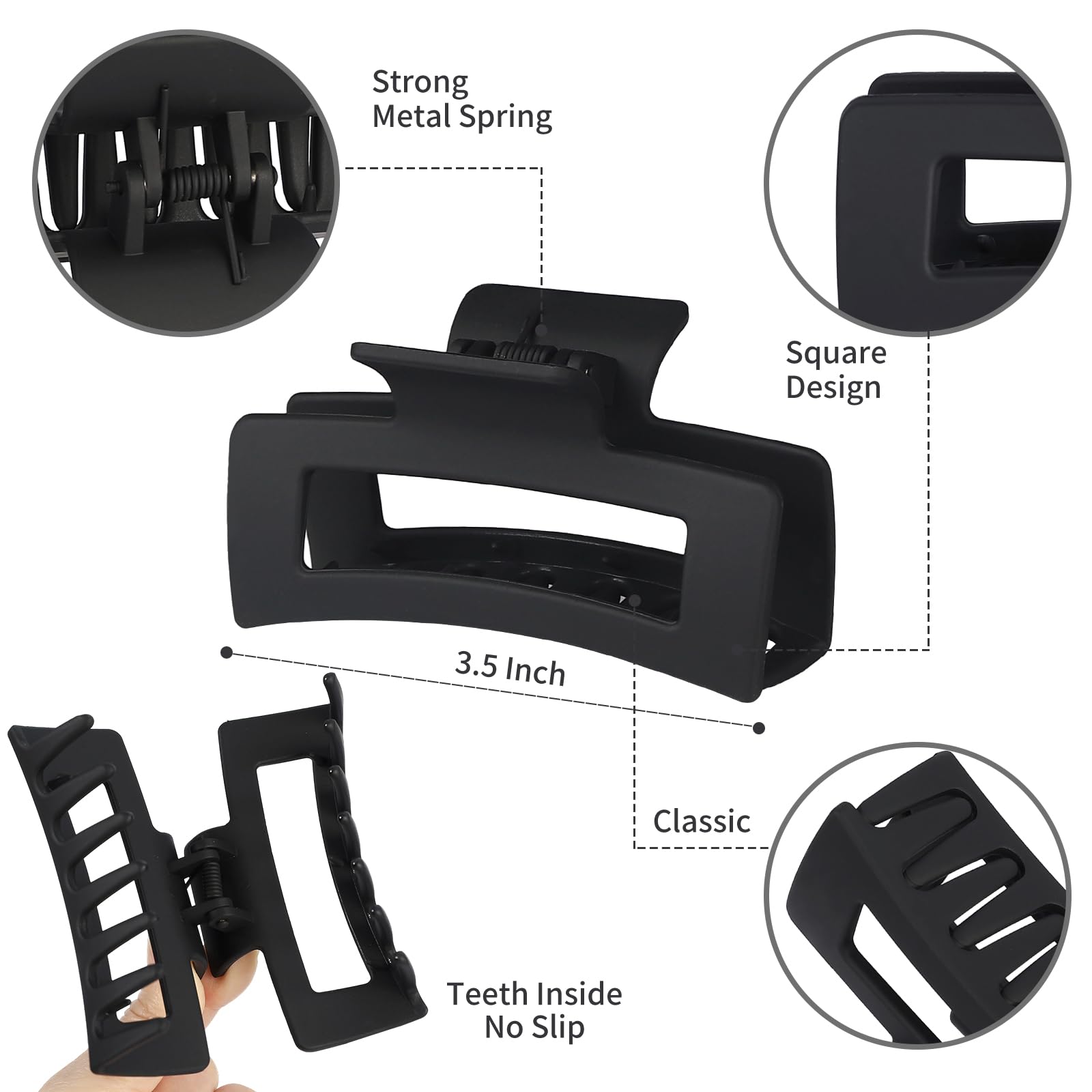 Pinza de cabello rectangular Sisiaipu, 3-5 pulgadas, apta para distintos grosores de cabello.