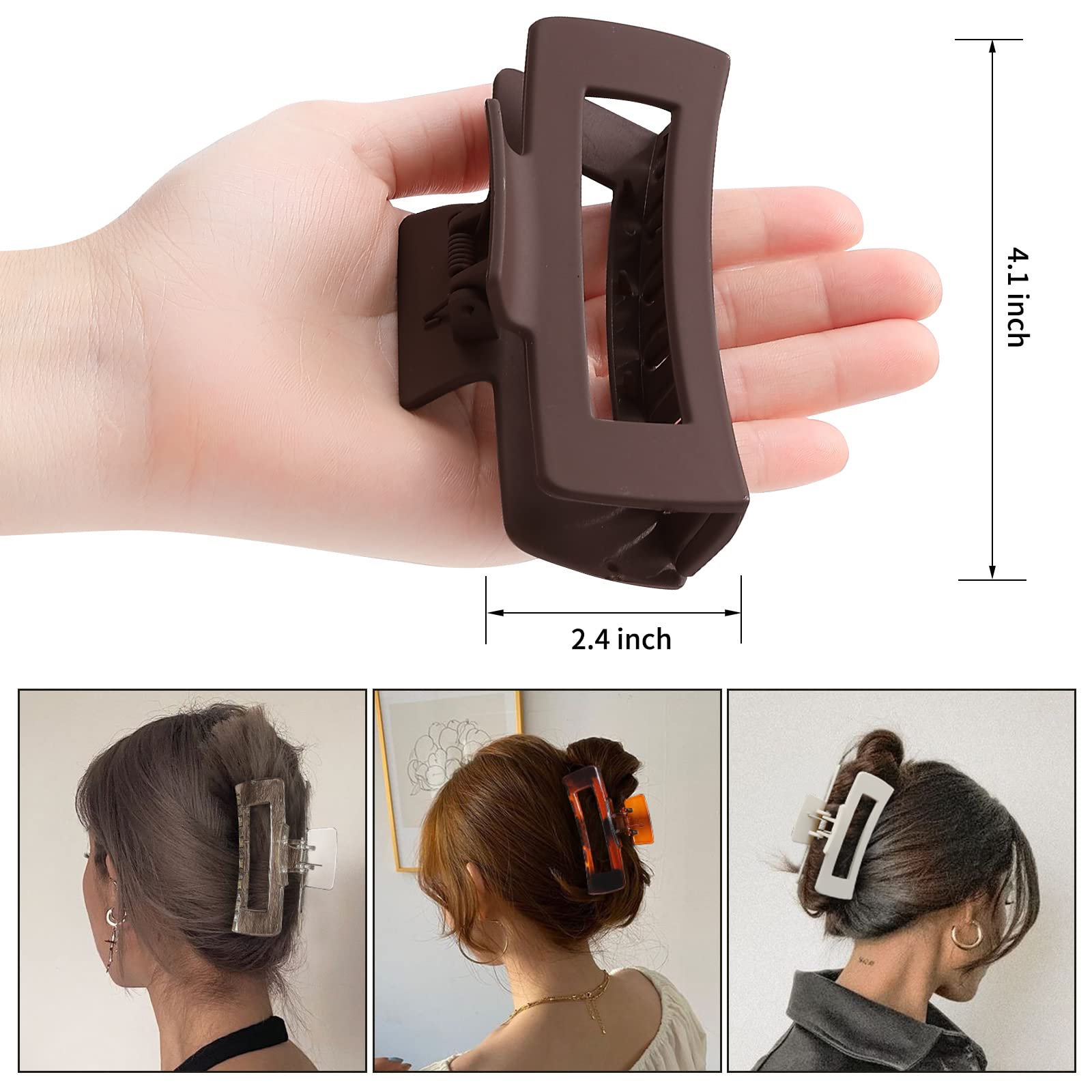 Pinza Sisiaipu para cabello cuadrado grande en azul, sujeción estable para uso diario.