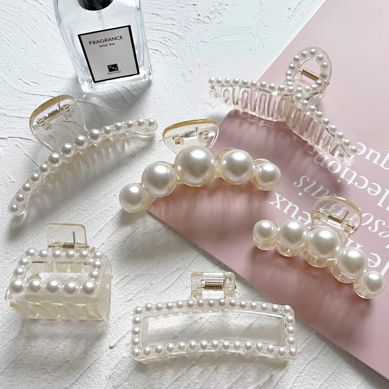 Pinza de pelo de perla Sisiaipu, gran tamaño para peinados elegantes