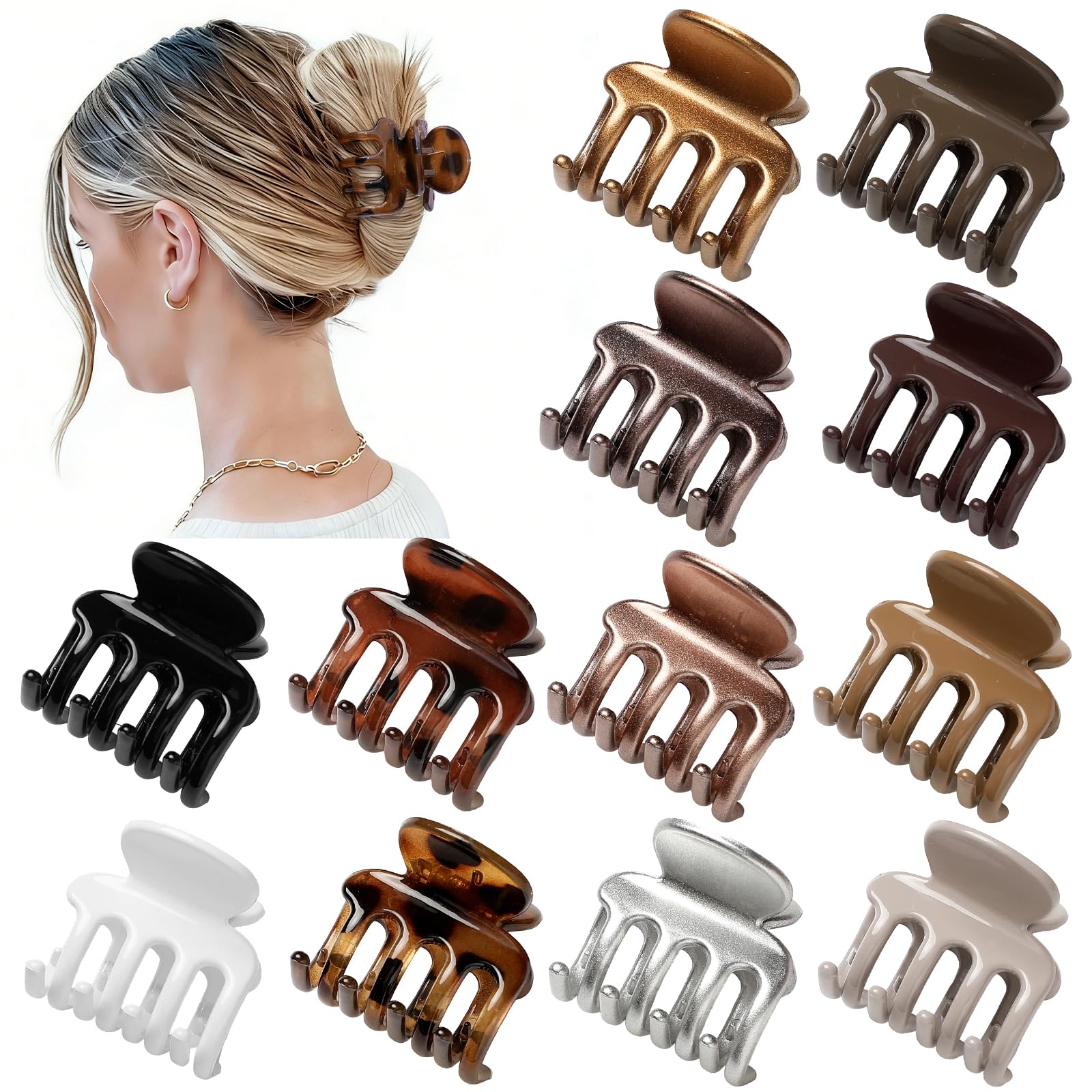 Sisiaipu set de 12 colores, pinzas garra para combinar con cualquier peinado.