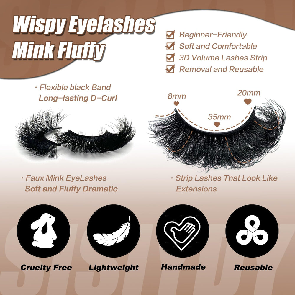 SISIYDY Mink Lashes 10-pairs pack for versatile looks.