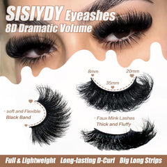 SISIYDY Mink Lashes 3D volume 25mm adds fullness for glamorous lashes.