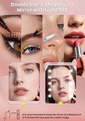 SisKokoro compact mirror 30X magnification close-up for precise makeup work