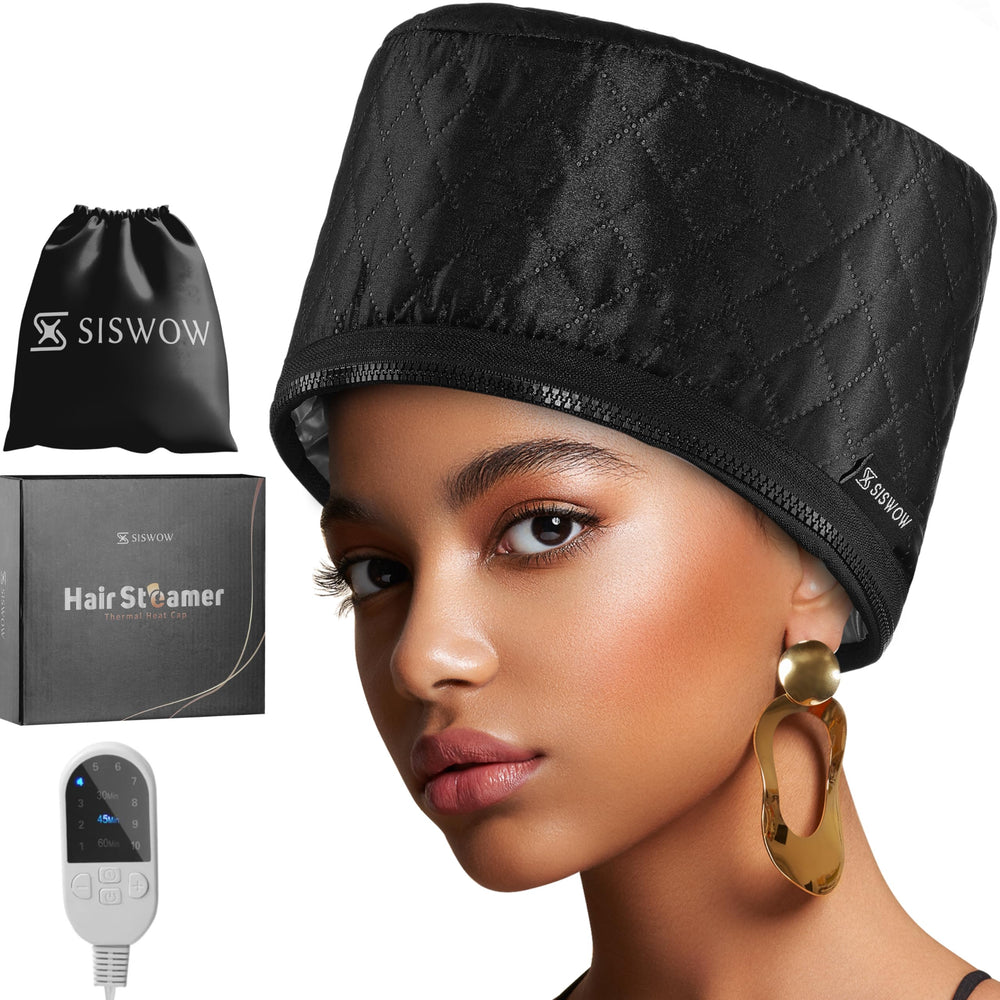 SISWOW hair steamer cap front view for deep conditioning at home