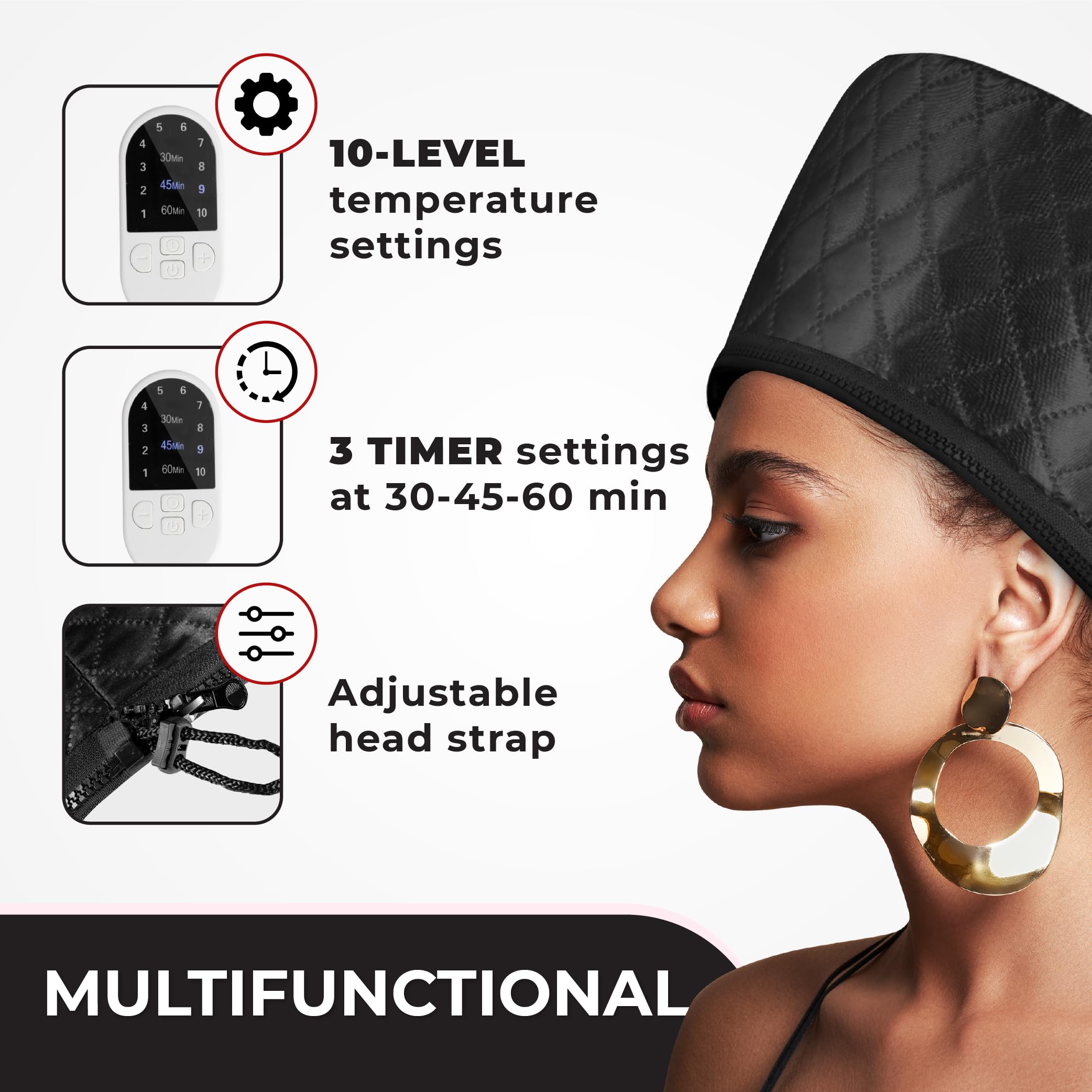 SISWOW hair steamer cap right side view for easy coverage