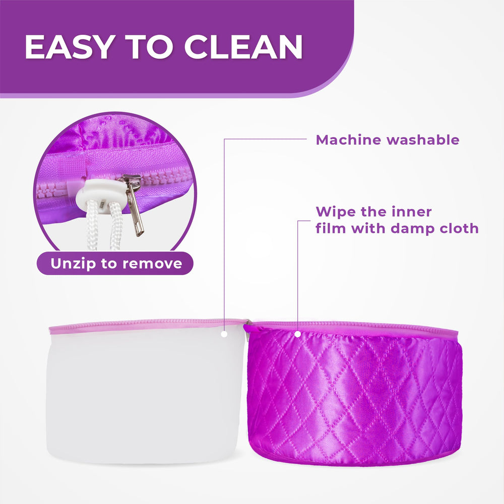 Wide head coverage helps evenly condition all hair areas.