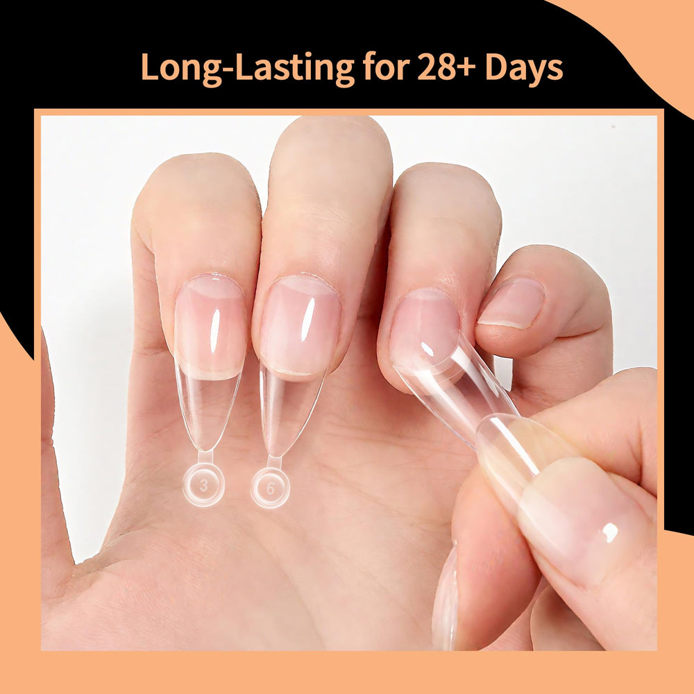 SITELENABY half-cover almond tips with size numbers for easy matching.