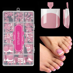 SITELENABY French toe nail press-ons with square tips for natural-looking toes.