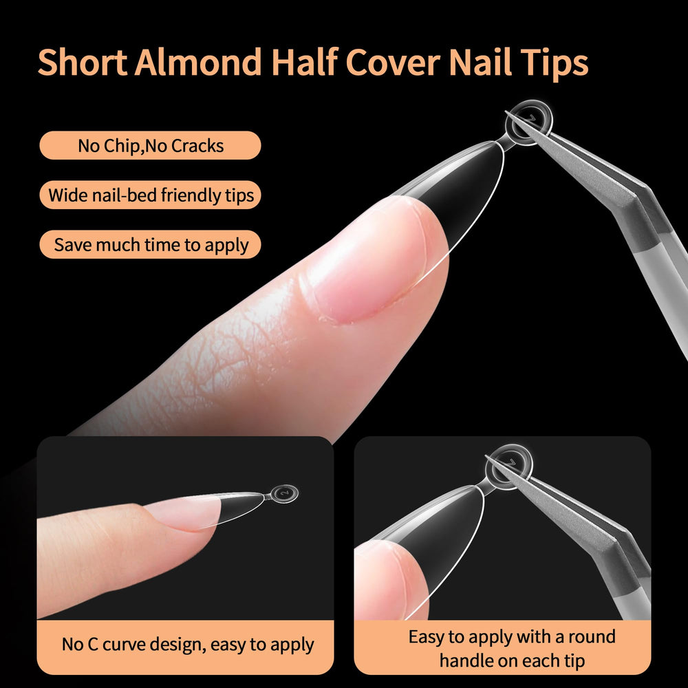 SITELENABY DIY-friendly almond nail tips for creative nail art at home.