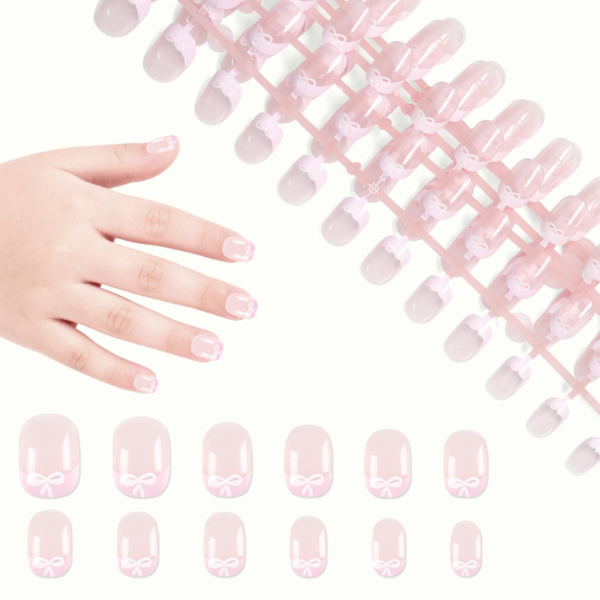 SIUSIO kids nails with French bow in pink purple gradient for dress up