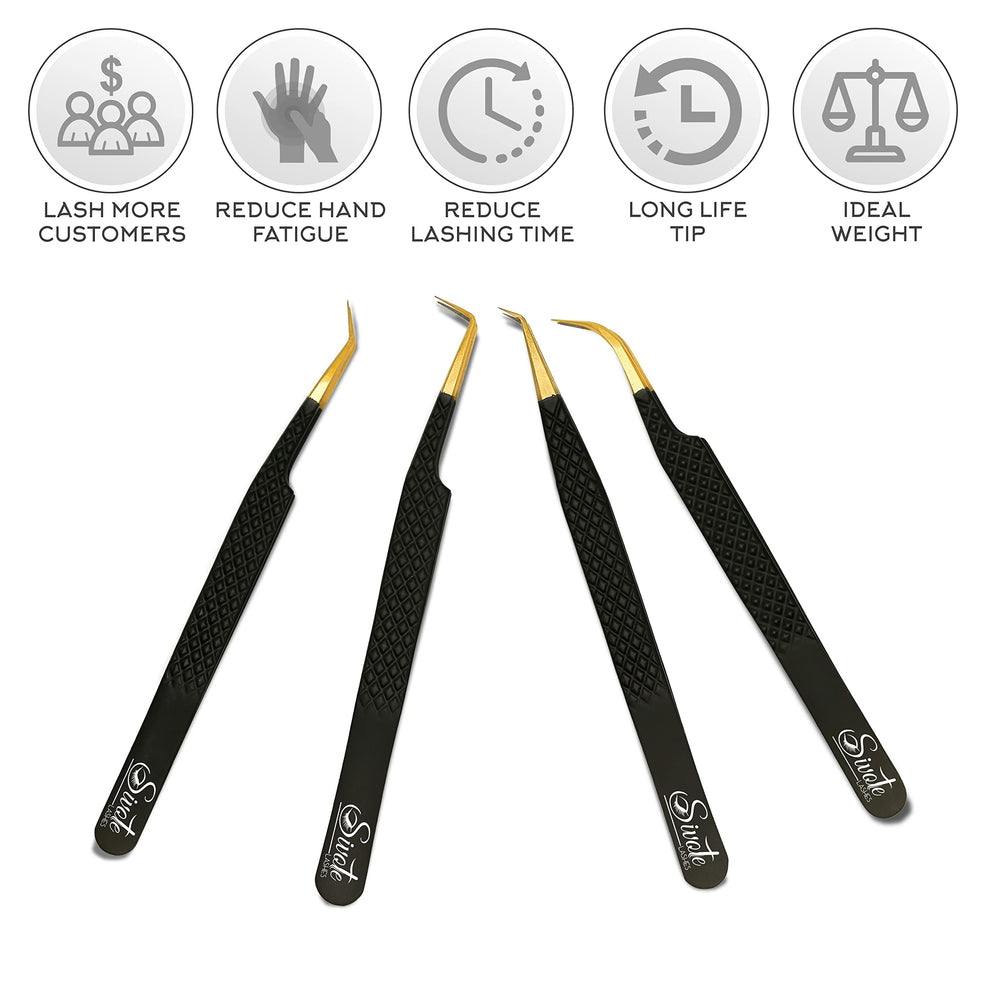 SIVOTE Japanese steel lash tweezers with precision tips.
