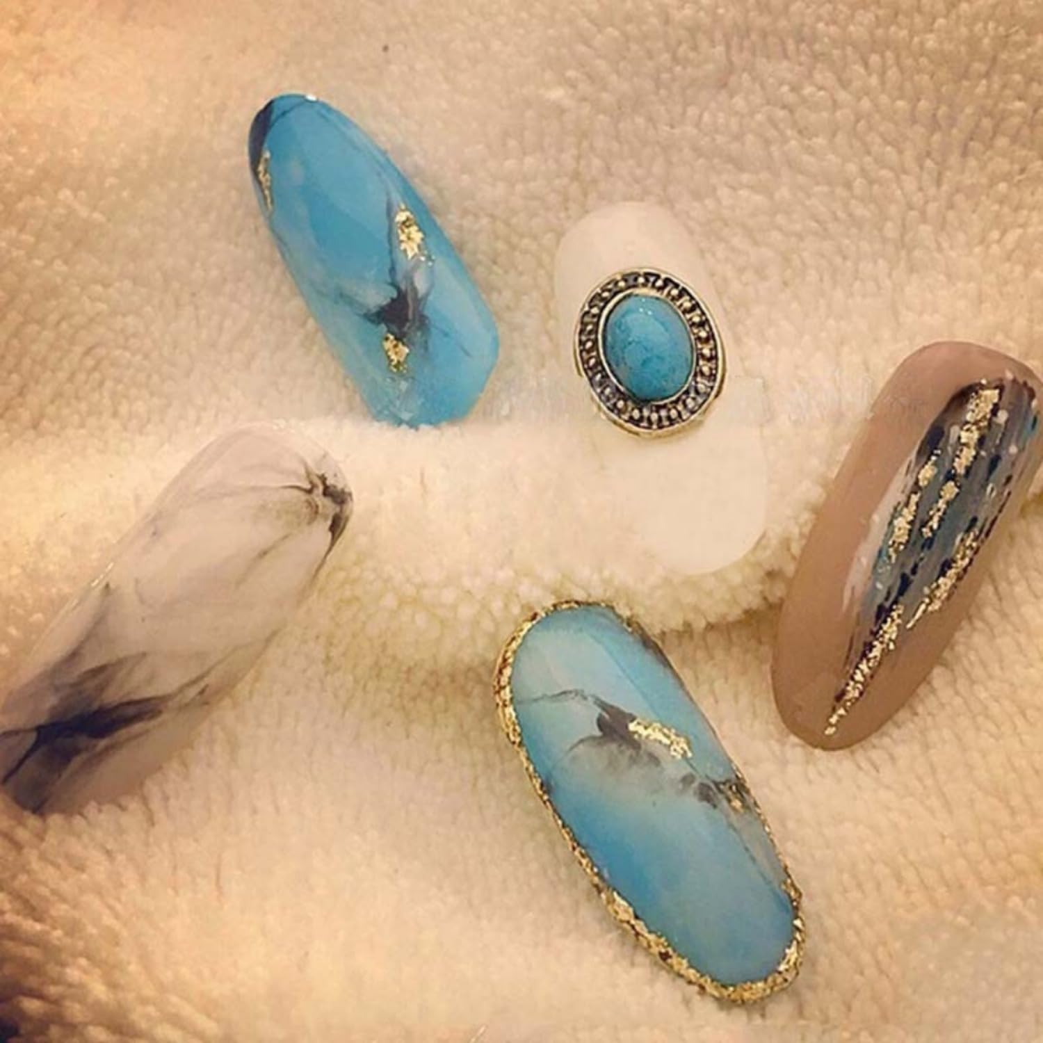 SIXAOAZZ turquoise nail charms 50pcs set for versatile design options