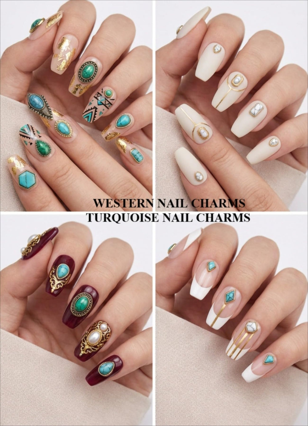 SIXAOAZZ turquoise nail charms hexagon creates contemporary accents for holiday designs