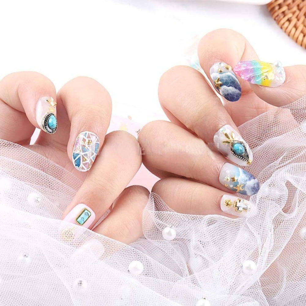 SIXAOAZZ turquoise charms are lightweight metal pieces for portable nail art