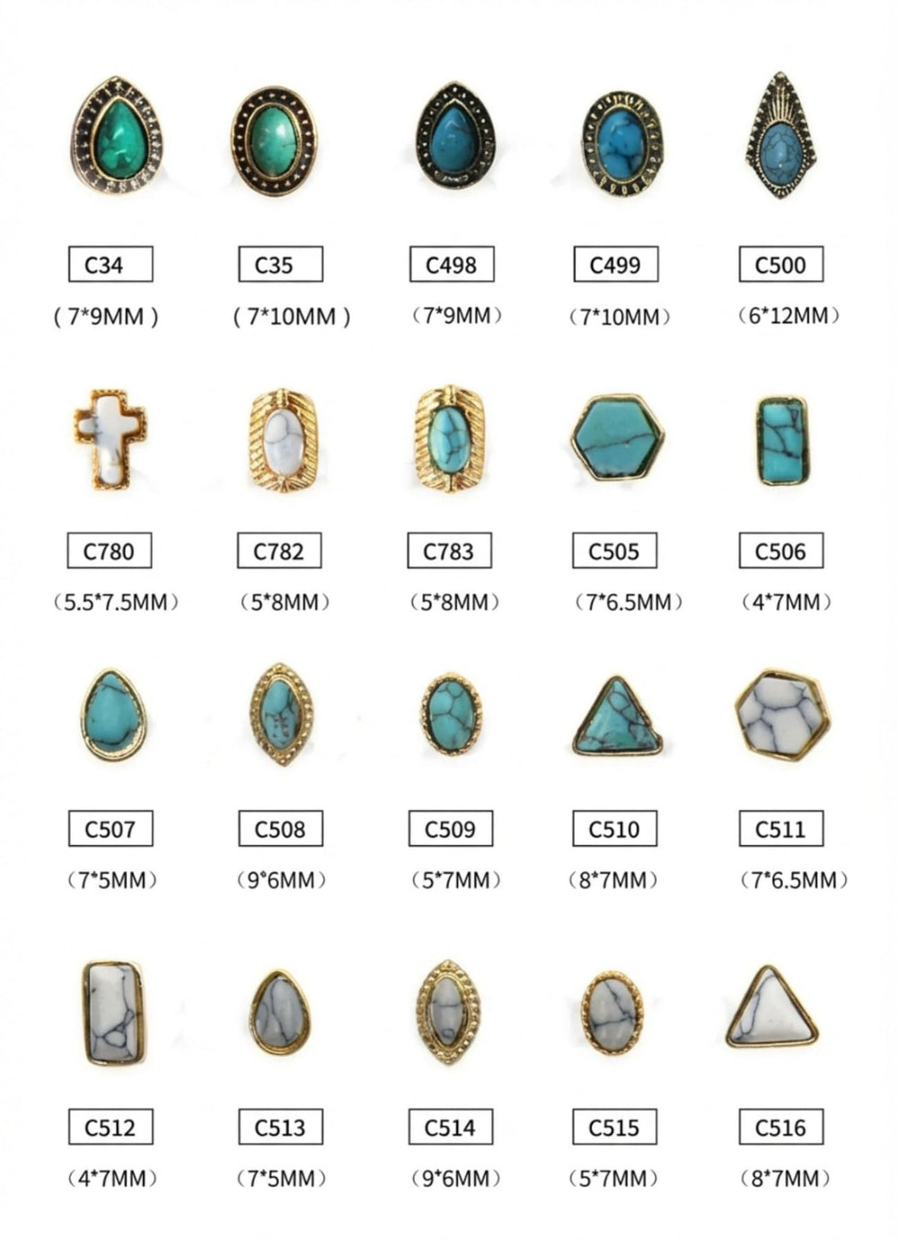 SIXAOAZZ turquoise nail charms triangle adds geometric flair to festive manicure