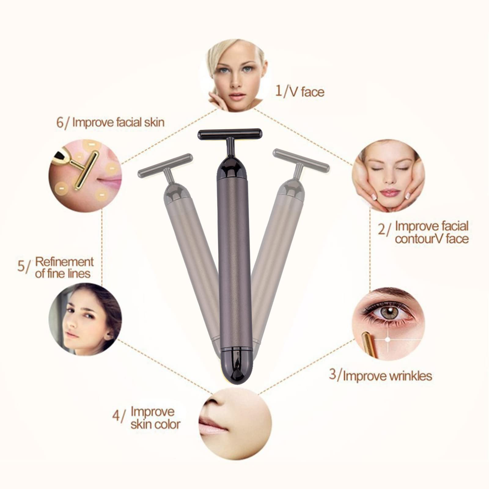 Sixiumie T-shape head tightening — lifts and defines facial contours with improved circulation.
