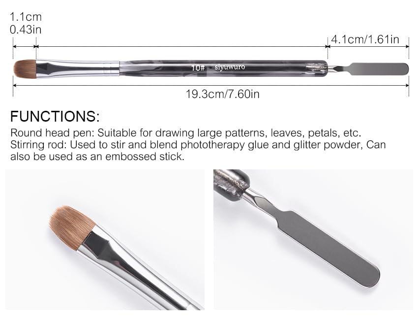 Ergonomic acrylic handle offers comfortable grip during detailed nail art.