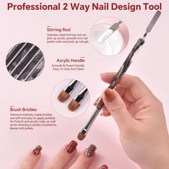 Nail dotting pen end enables clean lines and decorative dots.