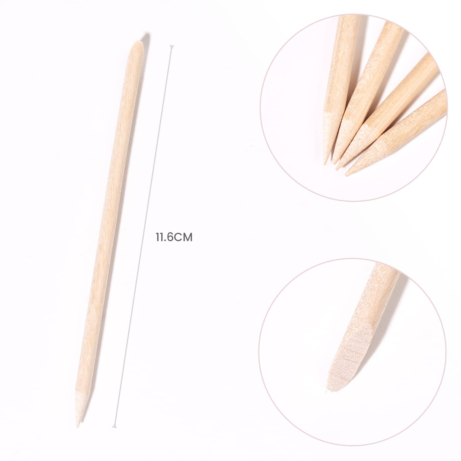 siyuwuro orange wood nail stick pointed end for cuticle care and polish cleanup