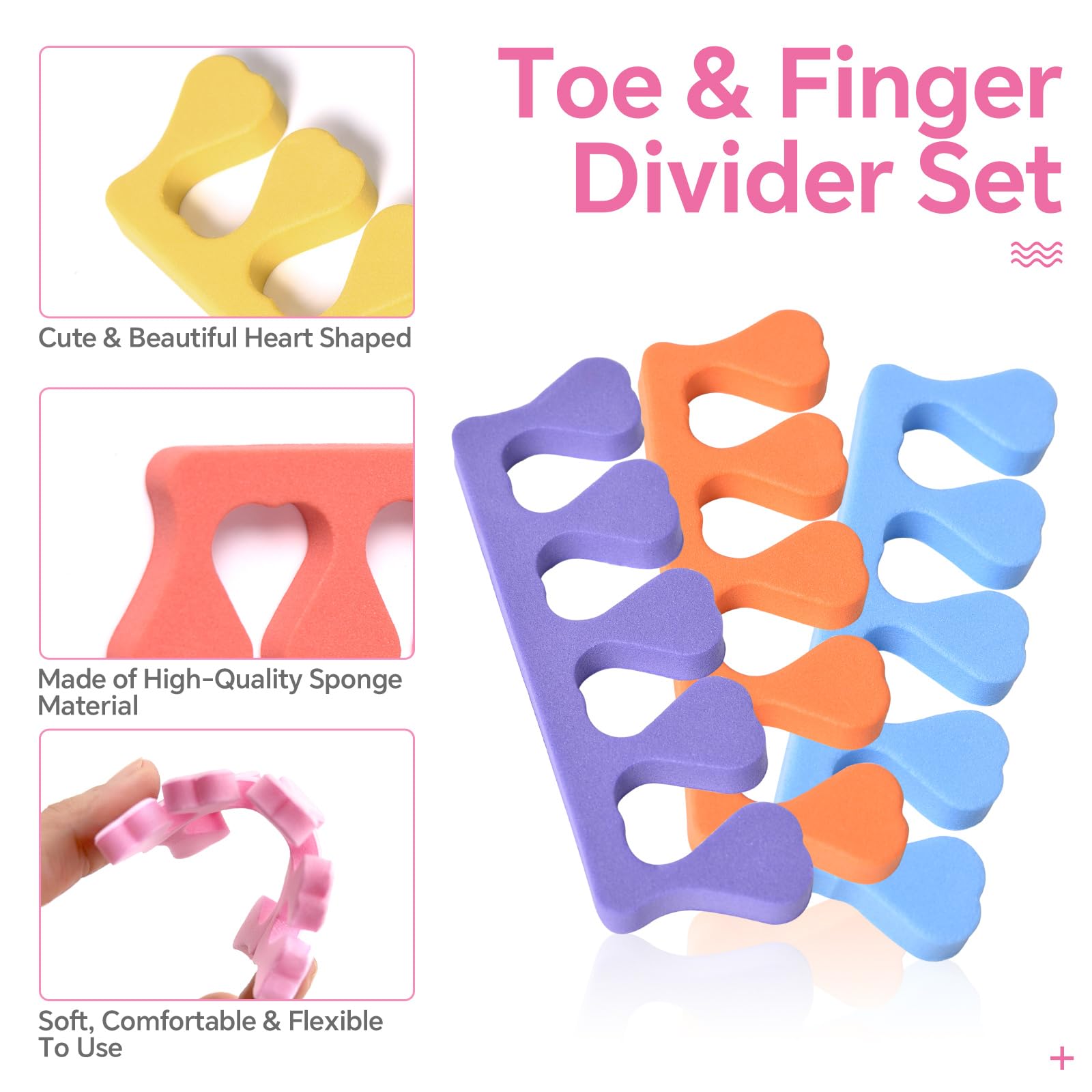 Siyuwuro toe separators colorful heart design collection for precise polish
