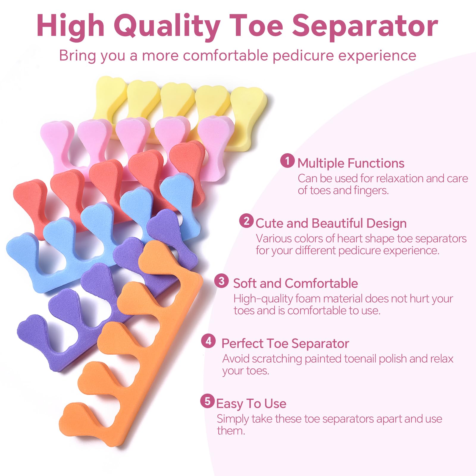 Siyuwuro soft foam toe spacers pink for gentle toe care