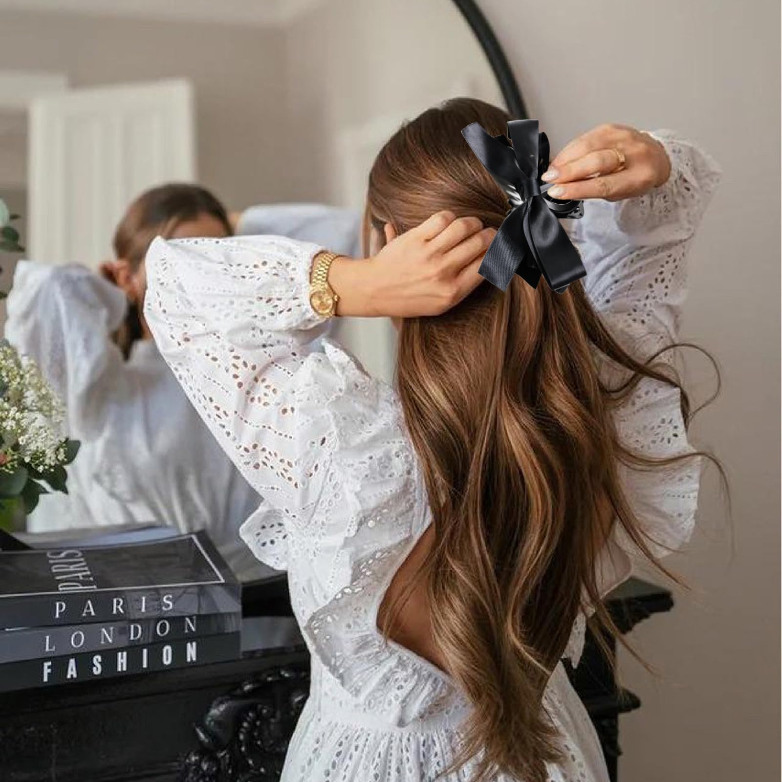Sizobi claw clip in an updo demonstrates secure, comfortable hold