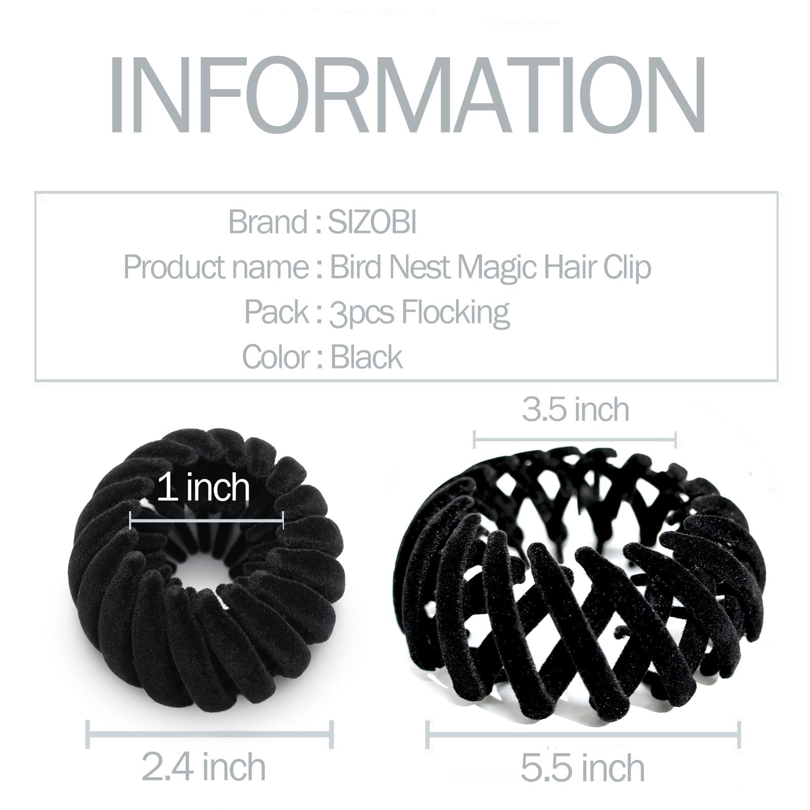 Sizobi clip de terciopelo antideslizante para cabello seguro.