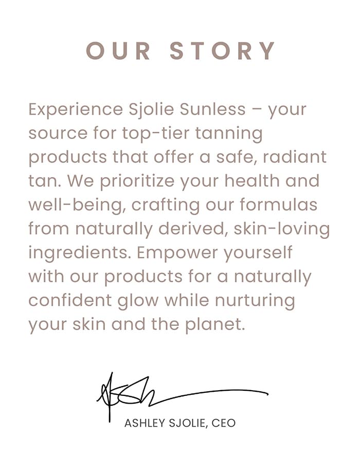 SJOLIE Easy Application Quick Dry Tan for fast setup and wear.