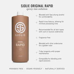 SJOLIE Rapid Spray Tan nozzle delivers smooth, quick-drying application.