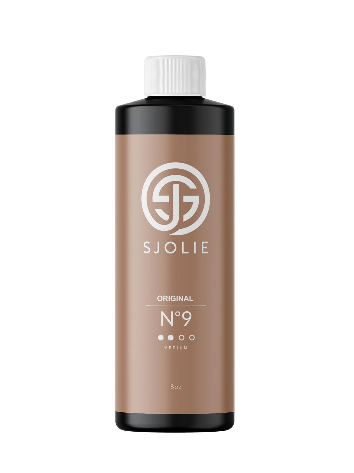SJOLIE No. 9 spray tan bottle shown for easy, even application.
