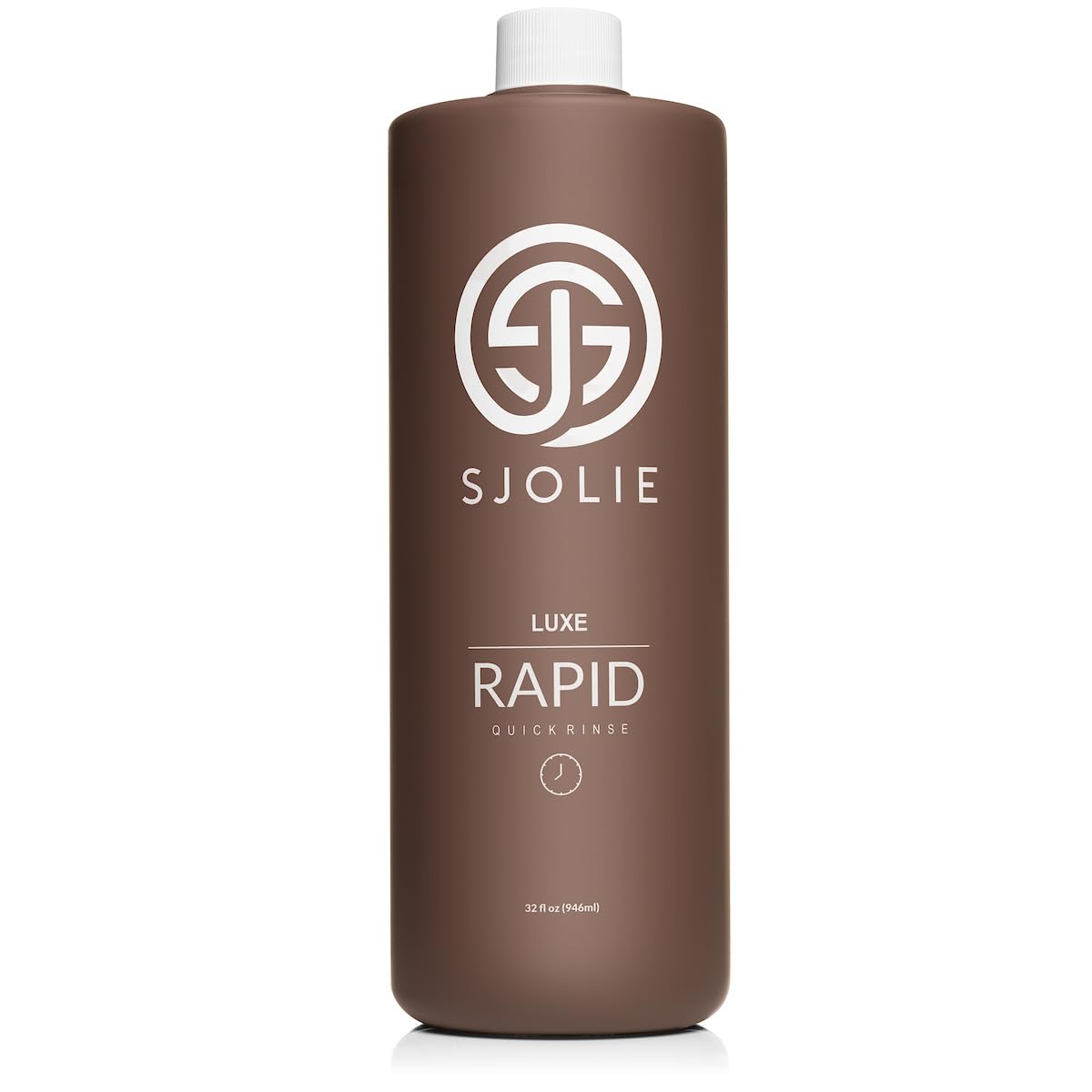 SJOLIE SUNLESS Rapid Spray Tan bottle shows easy at-home application for a quick glow.