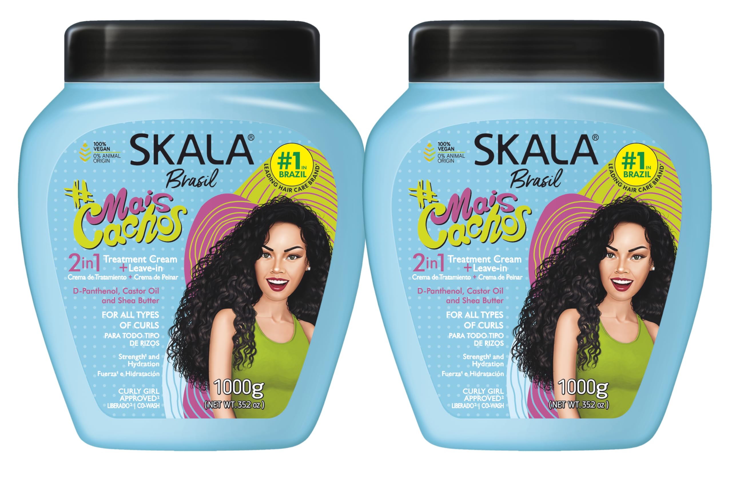 SKALA dos-pack crema condicionadora peina dos-en-uno para rizos definidos y manejables.